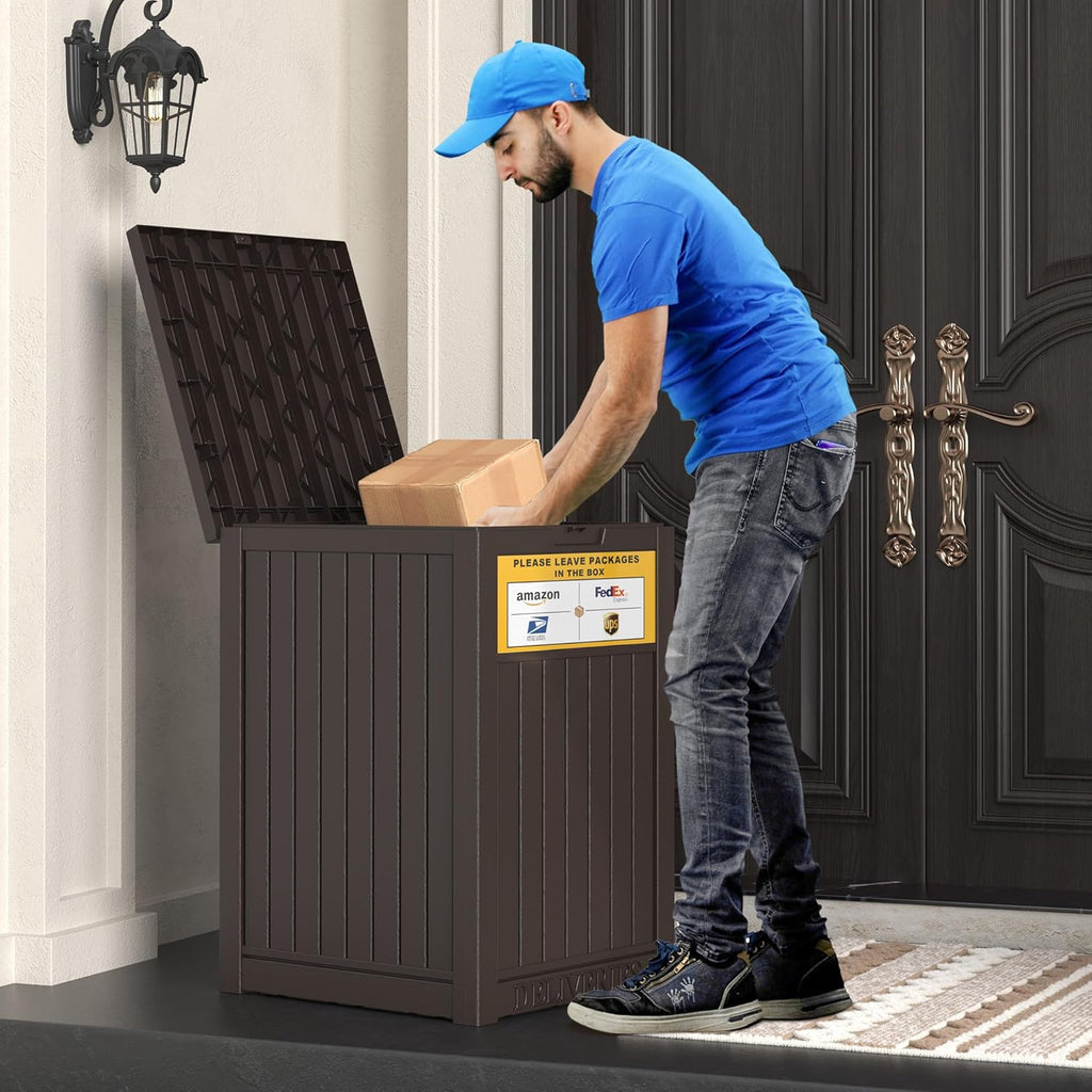 Package Delivery Box 48 Gallon Storage with Lockable Secure, Large Resin Outdoor Package Drop Container