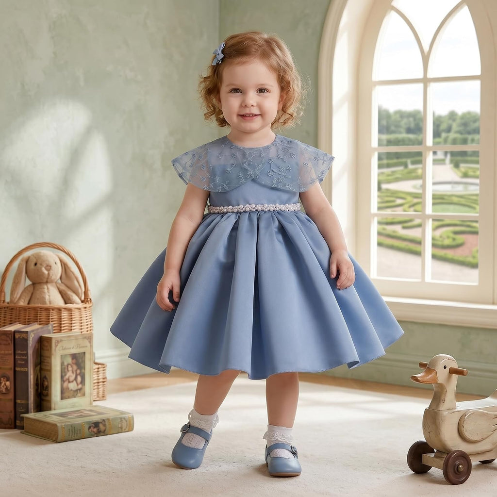 Baby Flower Girl Dress Wedding Pageant Birthday Party Lace Embroidered Formal Ball Gown Dresses
