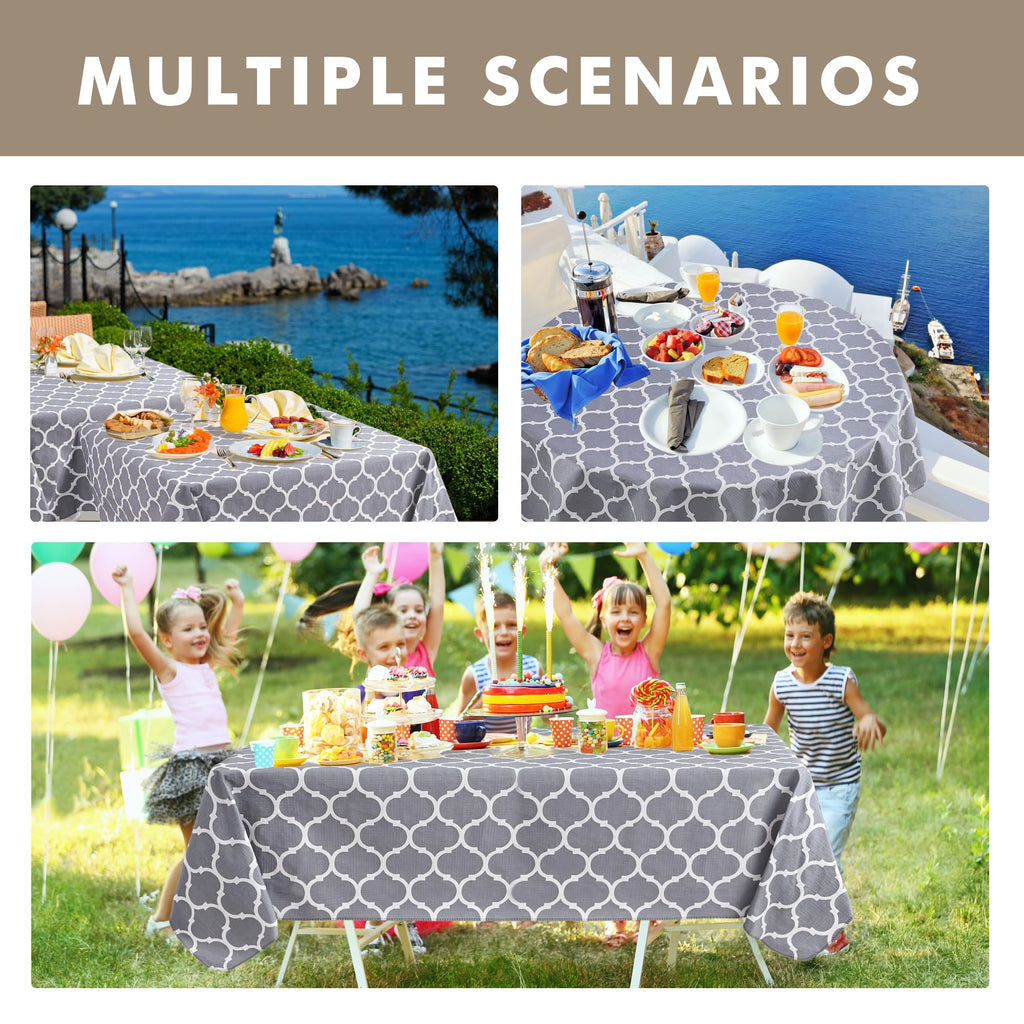 Vinyl Tablecloth with Flannel Backing 2 Pcs 60x84 in Moroccan Grey