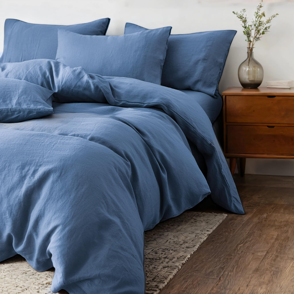 Dusty Blue Duvet Cover, Pre-Washed Bedding Set