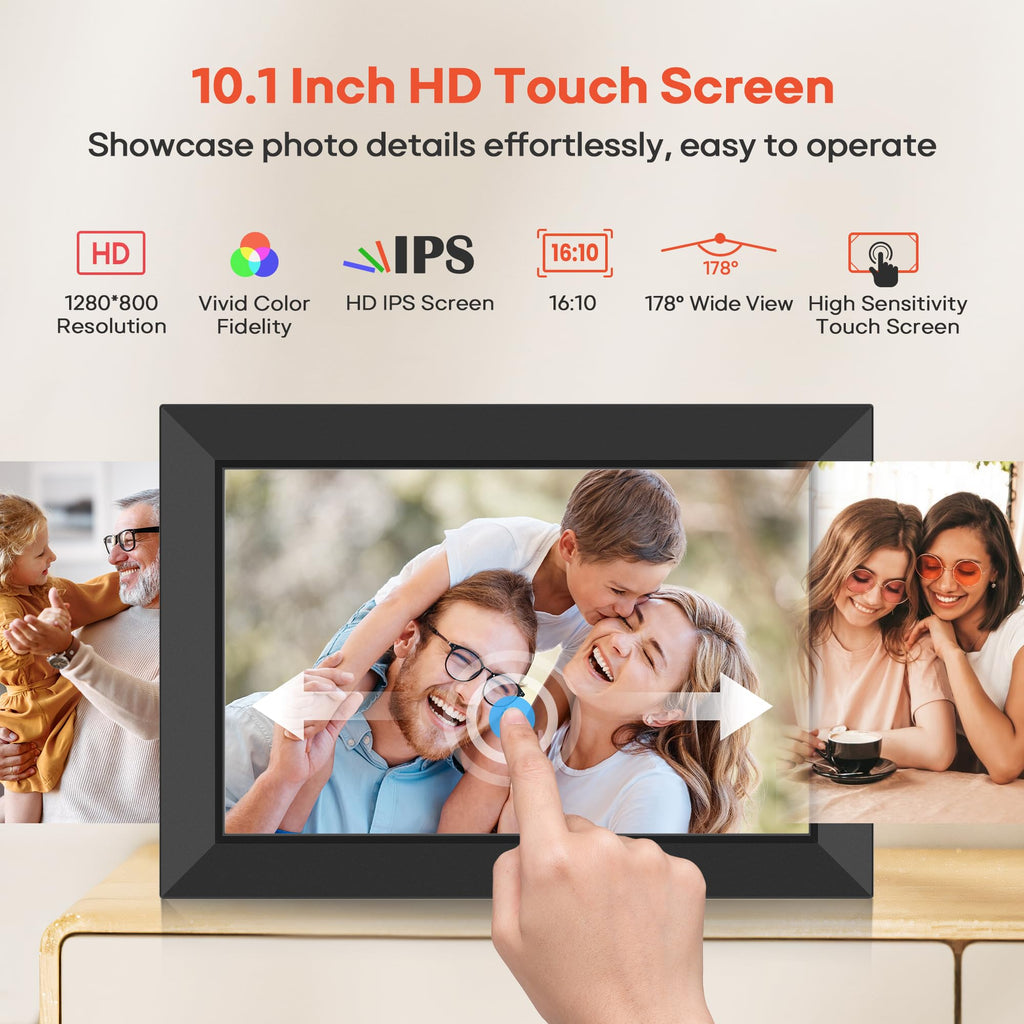 Frameo Digital Picture Frame, 10.1" Electronic Photo Frames WiFi, 32GB