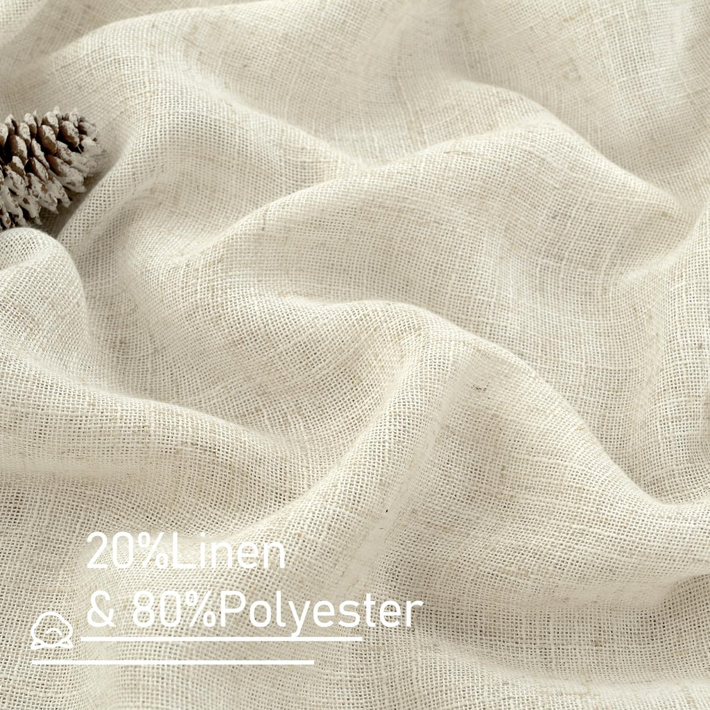 Extra Wide Linen Curtains Semi Sheer Panels 84 Inch