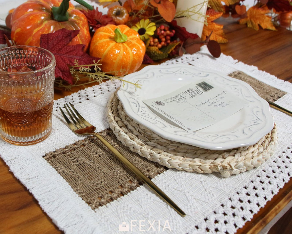 Boho Placemats Set of 4, Macrame Table Mats Farmhouse Dining Decor
