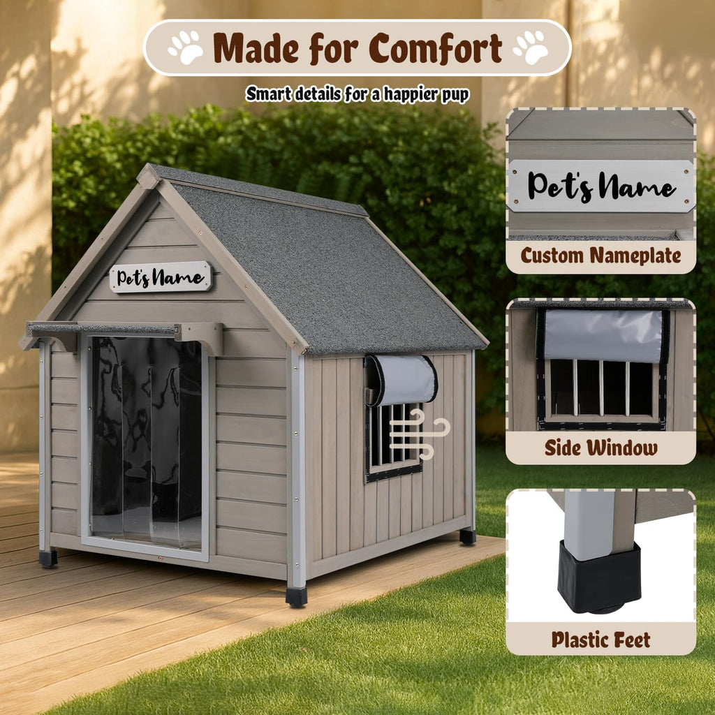Outdoor Dog House Weatherproof for Medium & Large Dogs
