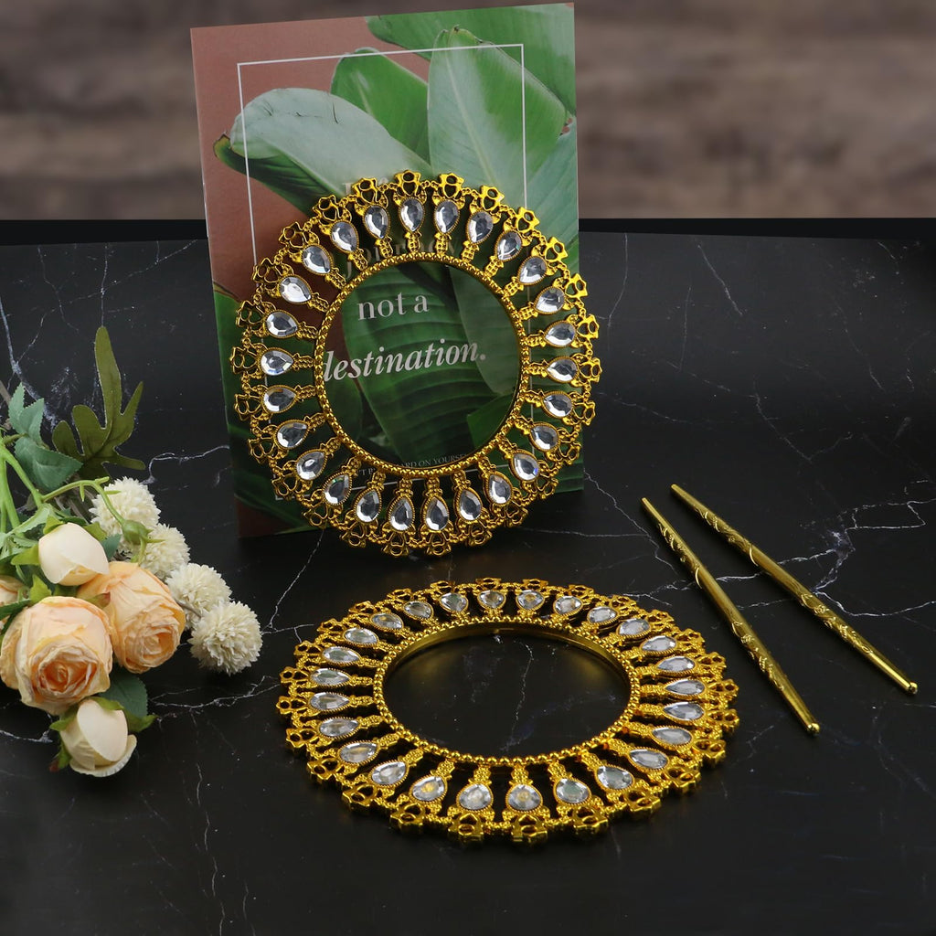 Shiny Gold Curtain Tiebacks Round Holdbacks, 26 Crystals - 2 Pack
