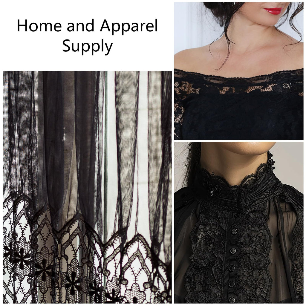 10 Yards Black Lace Trim, 1cm Lace Ribbon Crochet Sewing Laces Ribbons for Crafts, Wide Stretchy Laces Trim Elastic