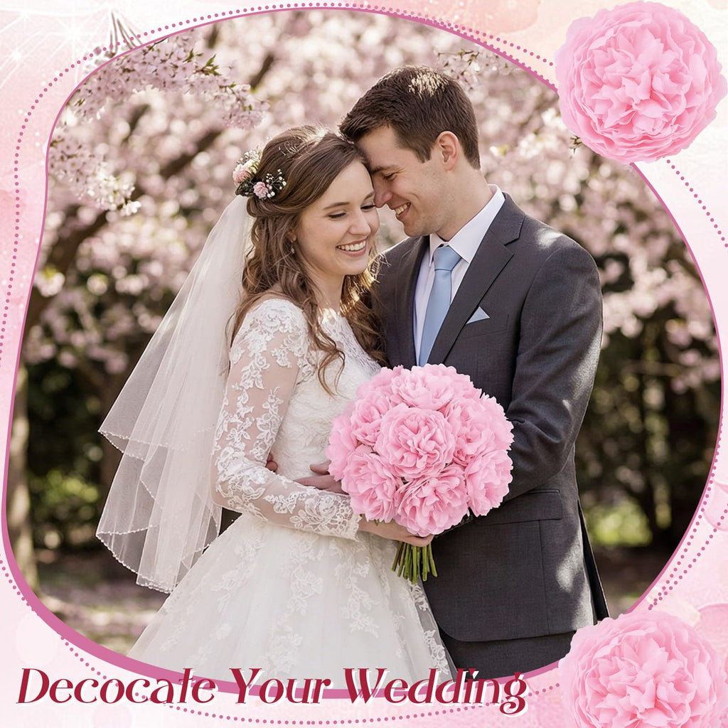 50 Pcs Flowers Artificial Peony Rose Heads for Wedding, Pink