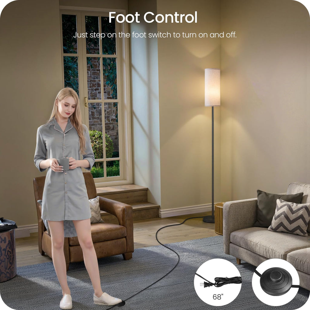 Dimmable Floor Lamp with Remote and Foot Switch, Corner Floor Lamp, 64.4" Standing Tall Lamp, 10W 900LM LED Bulb