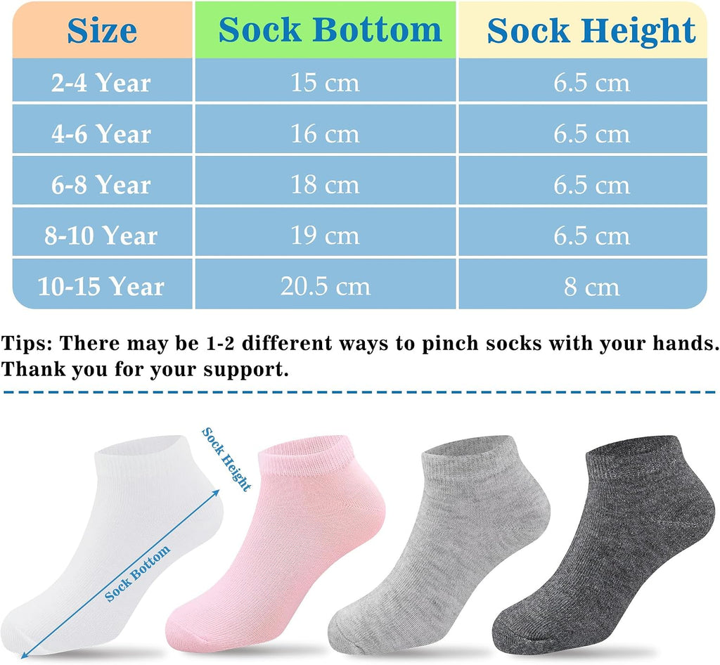 Girls Socks 12 Pairs Low Cut Ankle Socks for Girls Old