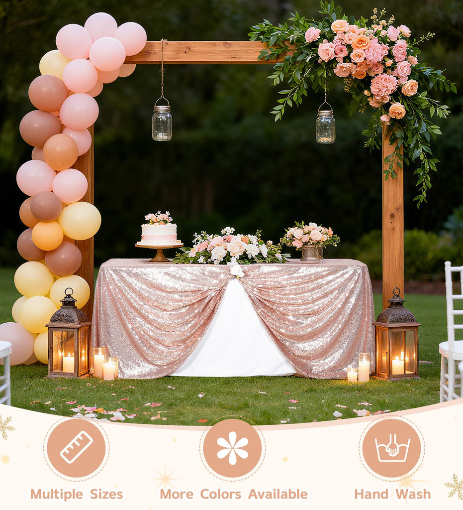 60" x 120" Rose Gold Rectangle Sequin Tablecloth for Party Dinner Banquet Festival Wedding Anniversary Exhibition