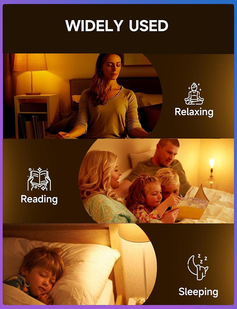 Amber Sleep Light Bulbs, Blue Light Blocking, A19 3W(25 Watt Equivalent) Dim Light Bulbs for Lamp,1800K Warm Light