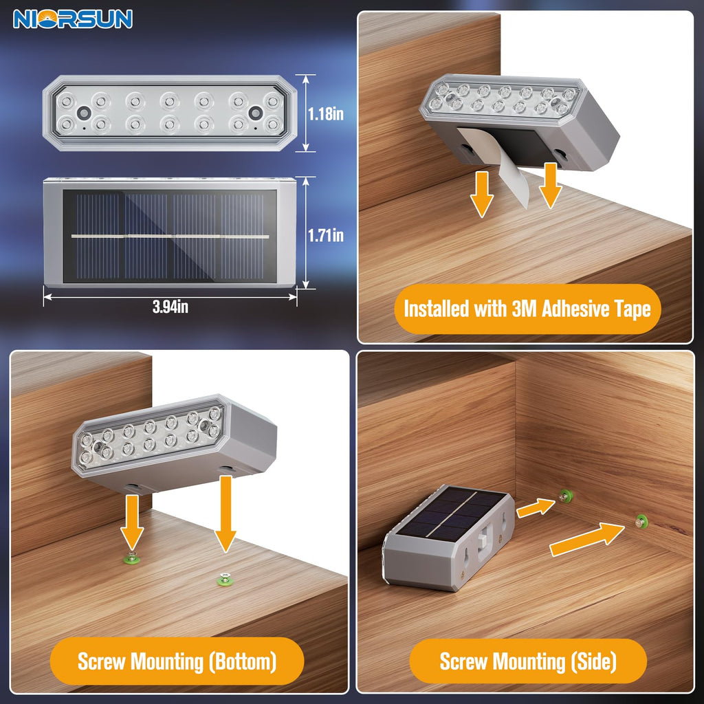 Blue Solar Step Lights for Pool, Deck, Dock & Stairs, 6 Pack Cool Blue Outdoor Lighting - Auto On/Off, IP67 Waterproof