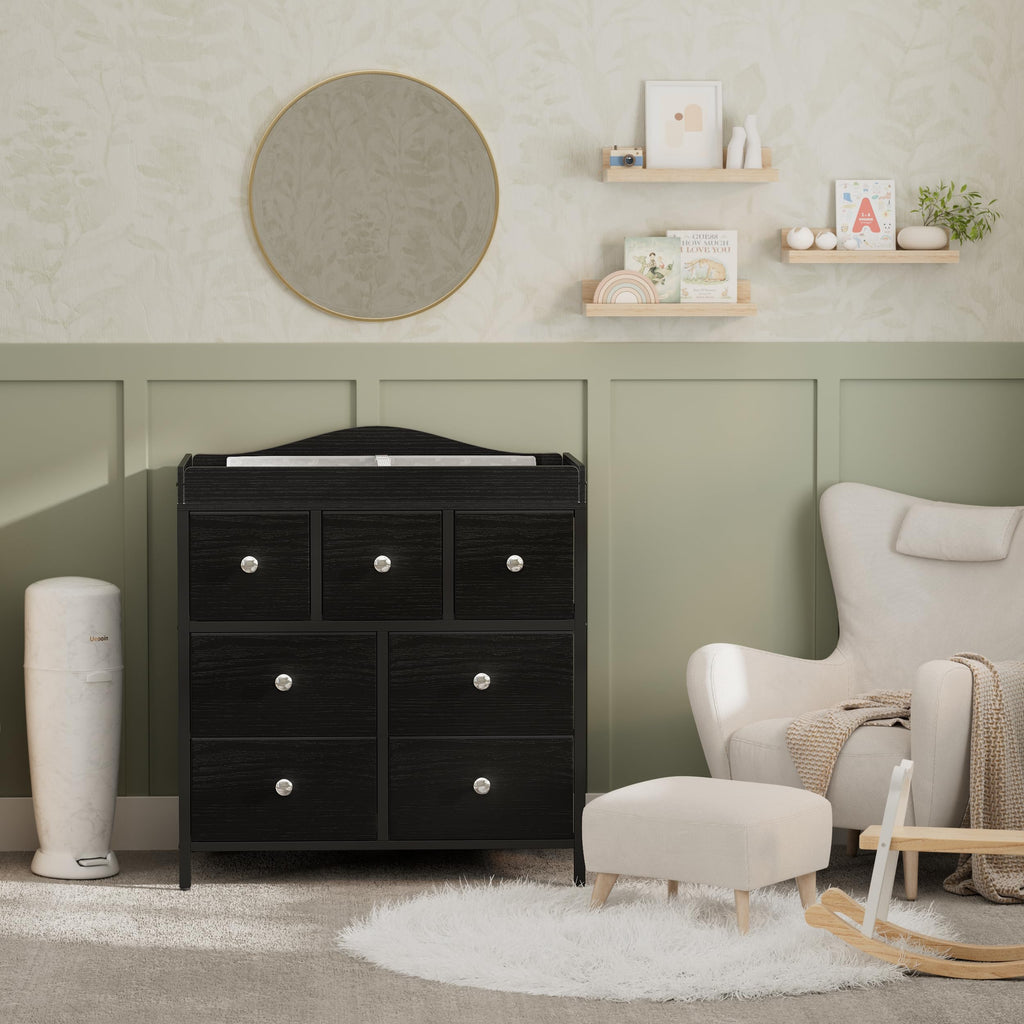 Changing Table Dresser with Storage, Baby Dresser with Changing Table Top Diaper Changing Station with 7 Fabric