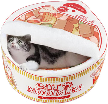 Ramen Noodle Dog & Cat Bed,Keep Warm and Super Soft Creative Pet Nest for Indoor Cats,Removable Washable Cushion for
