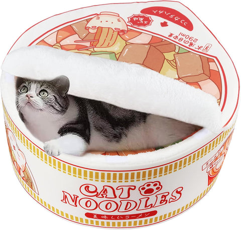 Ramen Noodle Dog & Cat Bed,Keep Warm and Super Soft Creative Pet Nest for Indoor Cats,Removable Washable Cushion for