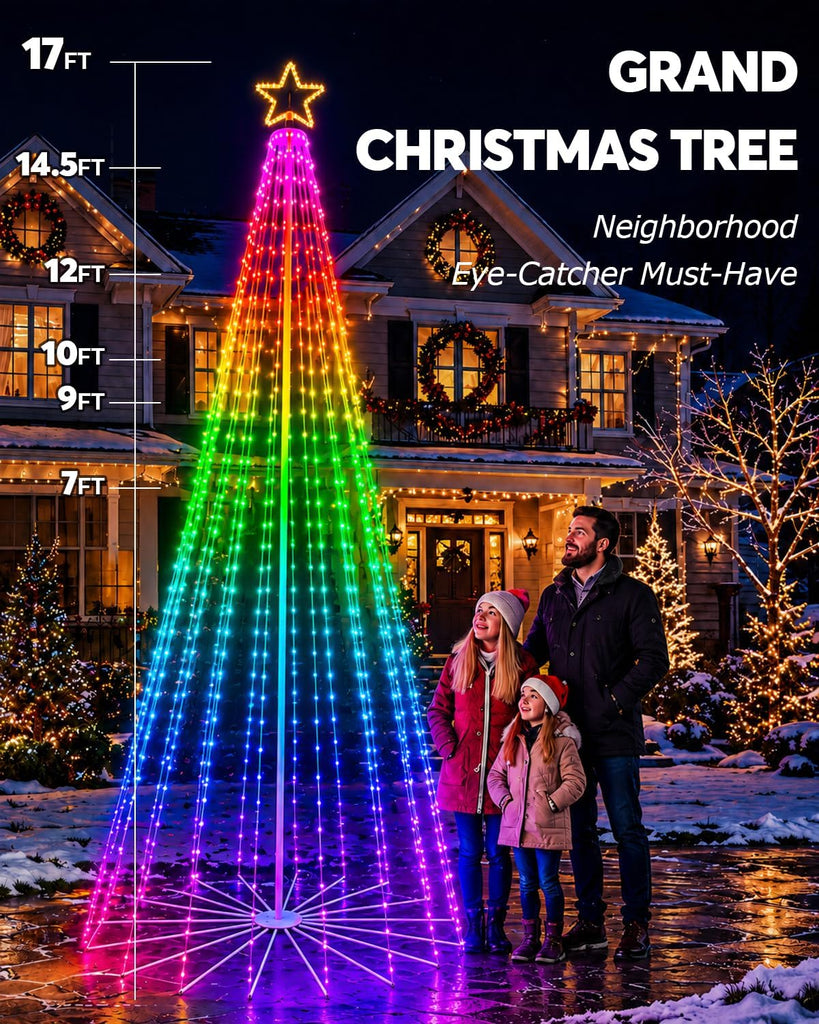 14.5FT Outdoor Christmas Tree with Light, DIY Light Show LED Christmas Tree