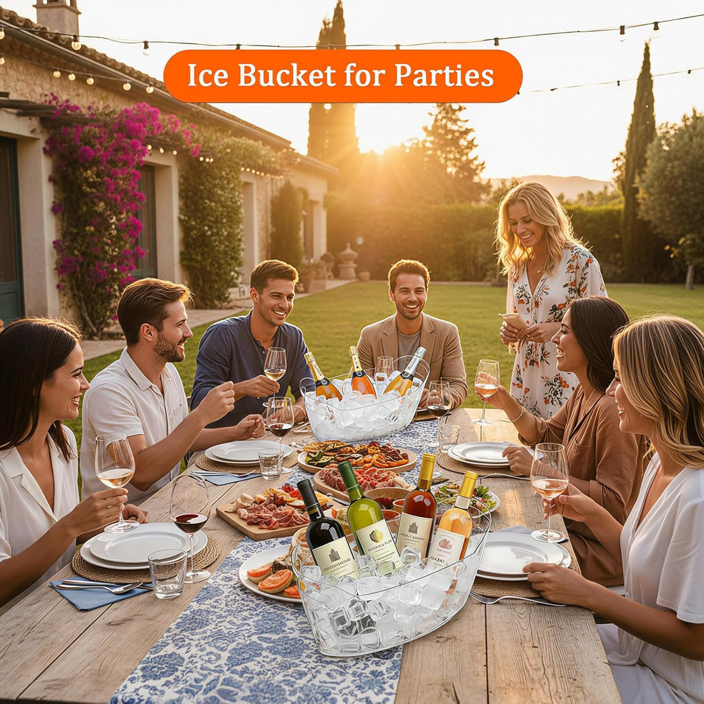 Ice Bucket 2 Pack Ice Buckets for Parties, Beverage Tub for Cocktail Bar, Drink Cooler for Wine Beer Champagne, Clear - Set of 2