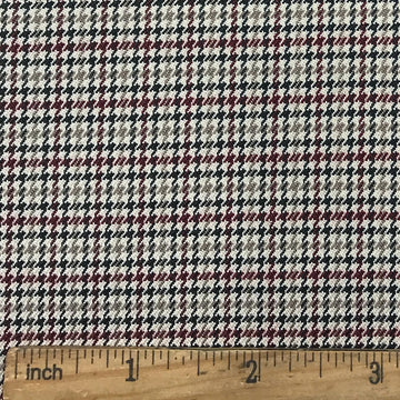 Burgundy, Brown & Beige Stretch Houndstooth Fabric 59" W x 36" L