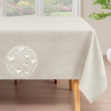 Linen Table Cloths Rectangle 60 x 120 Inch Premium Tablecloth Spill-Proof Waterproof Table Cover for