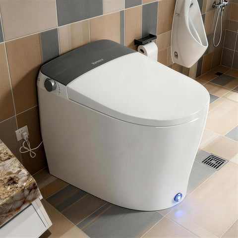 Smart Toilet with Built-In Bidet, Foam System, Temperature-Controlled Wide Heated Seat, Instant Warm Water, Full-Seat Sensor, Auto Open and Close, Foot Sensor, Auto Deodorizer, Remote Control