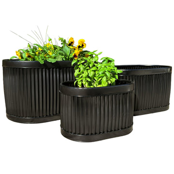 French Country Style Oval Planters, Set of 3