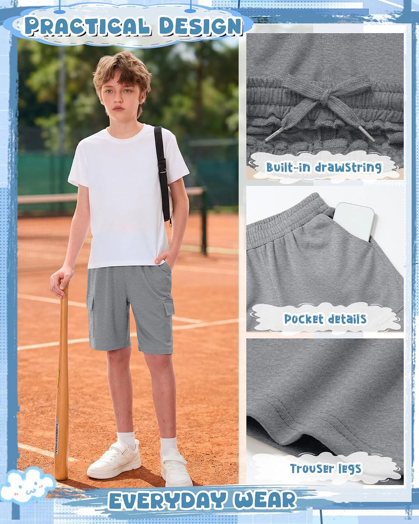 3 Pack Boys Athletic Cargo Shorts