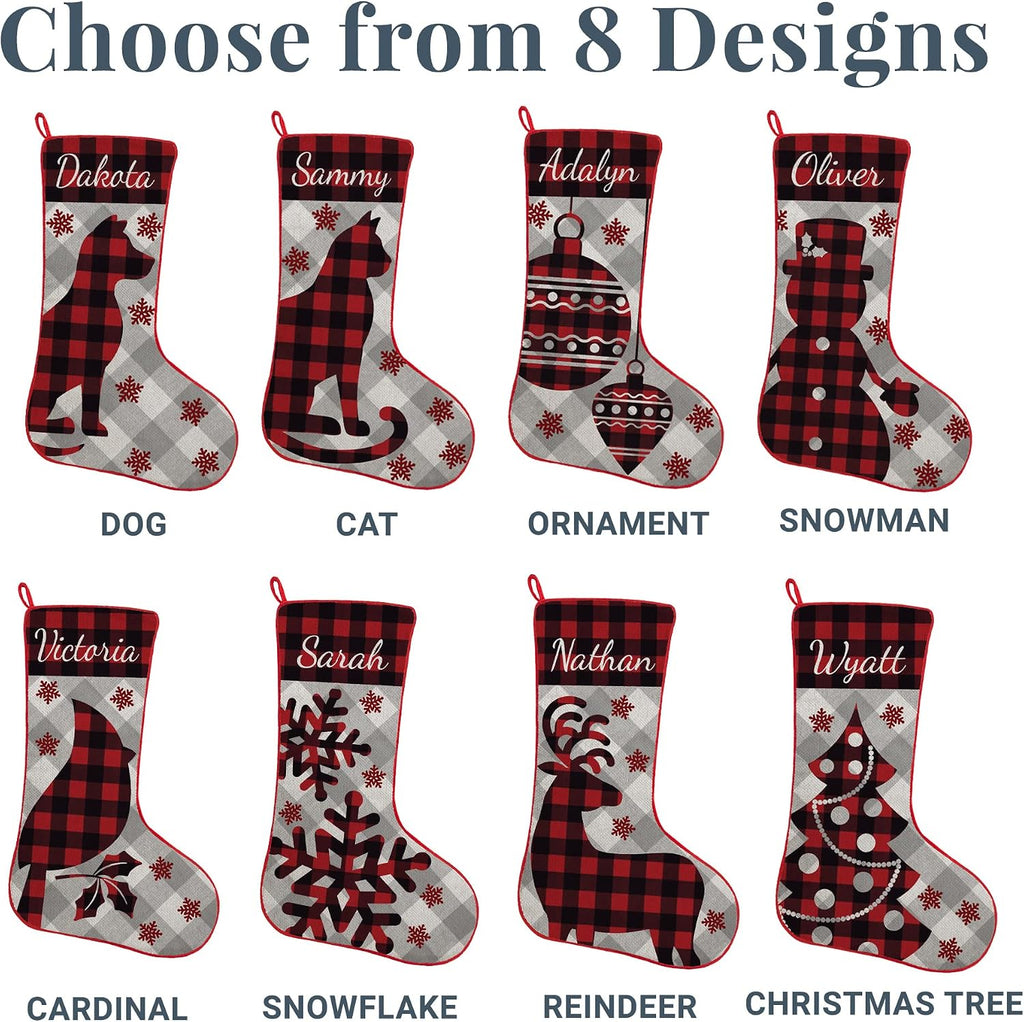Personalized - Rustic Christmas Decor - Customize with Your Name - Stockings for Family - 19" L - Perfectly Plaid