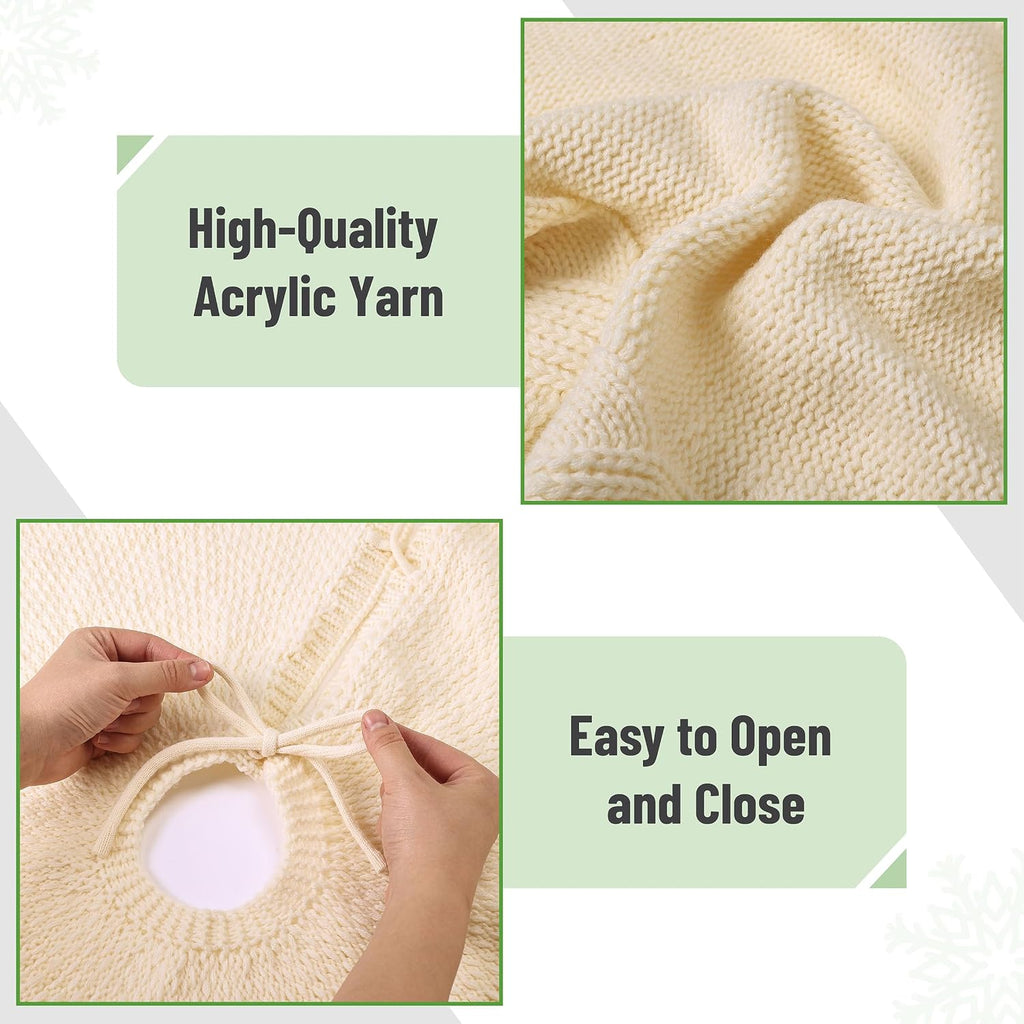 Christmas Tree Skirt - 48 Inch Knitted Xmas Tree Skirt