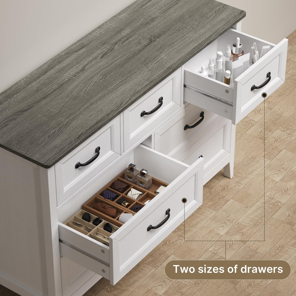 White with 7 Drawers, 47" W Chests of Drawers