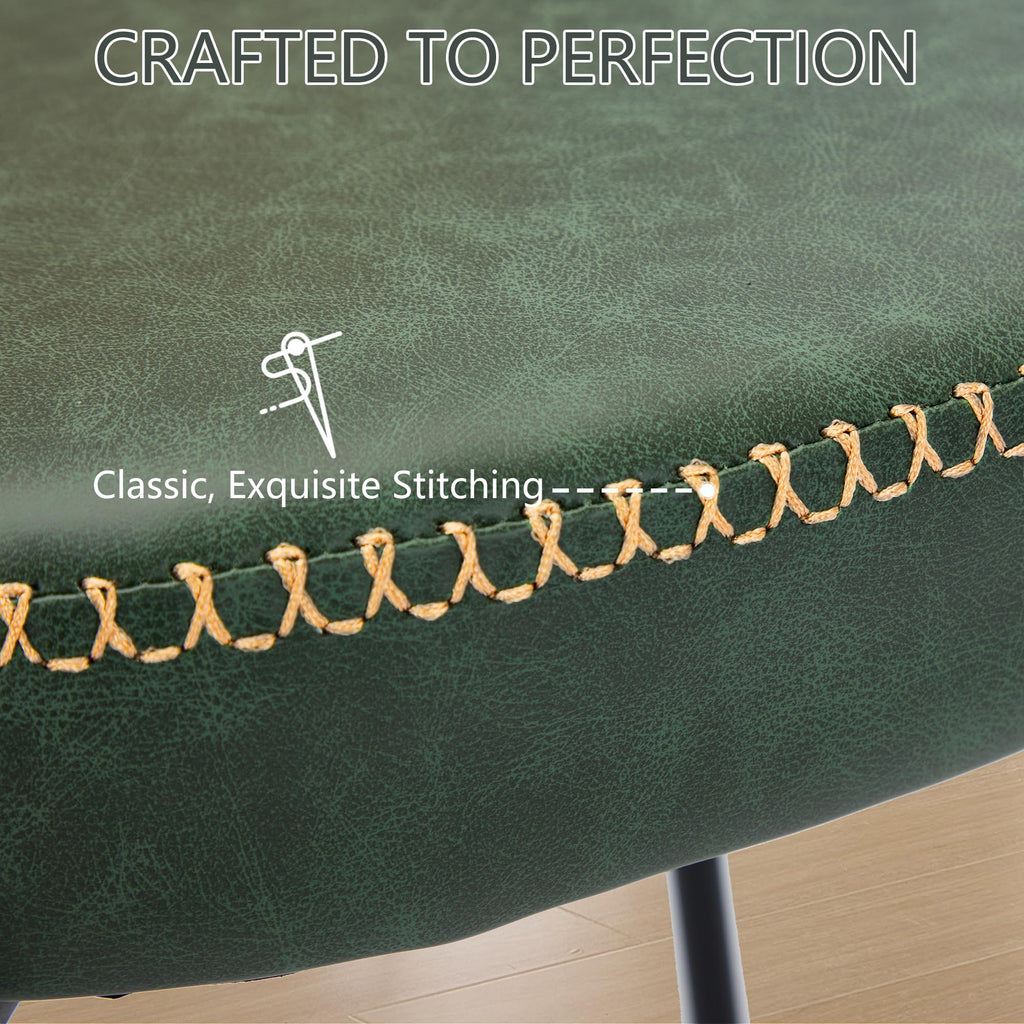 Rattan Dining Chairs Set of 6, Green Leather Upholstered Dining Chairs with Rattan Cane Back, Mid Century Modern