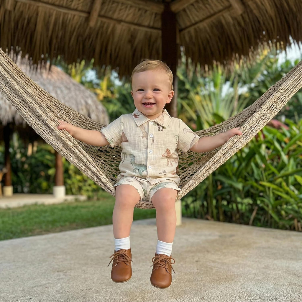 Toddler Baby Boy Clothes Tropical Vacation Button Shirt Shorts Set