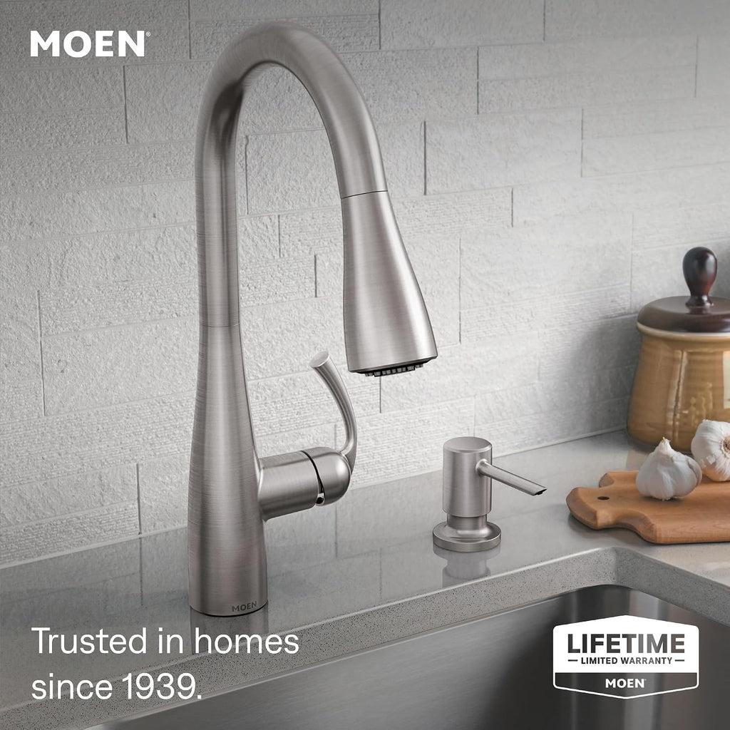 Essie Spot Resist Stainless Pulldown Sprayer Kitchen Sink Faucet Set with Modern Pump Soap Dispenser, 87014SRS