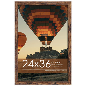 24x36 Poster Frame Brown, with Plexiglass and Wall Mounting, 1 Pack