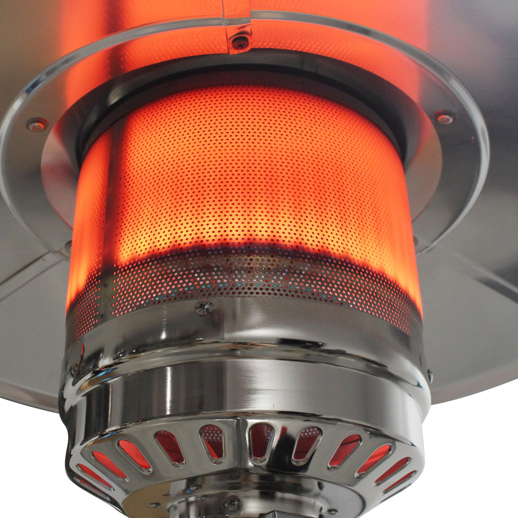 BTU Bronze Propane Patio Heater with Wheels and Round Tabletop Design
