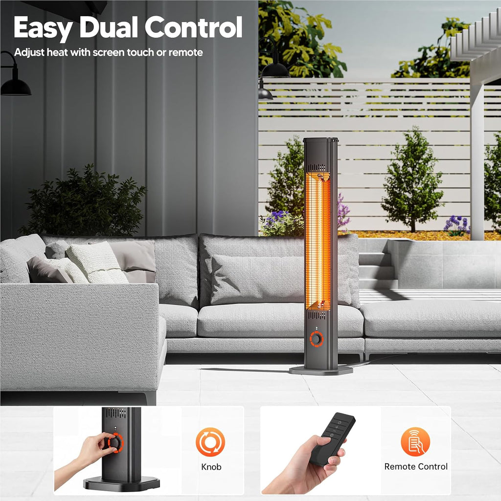 Outdoor Heater 1500W, 8H Timer, Waterproof, Infrared Electric Wall-Mounted Patio Heater, 8 Levels Heating for Garage