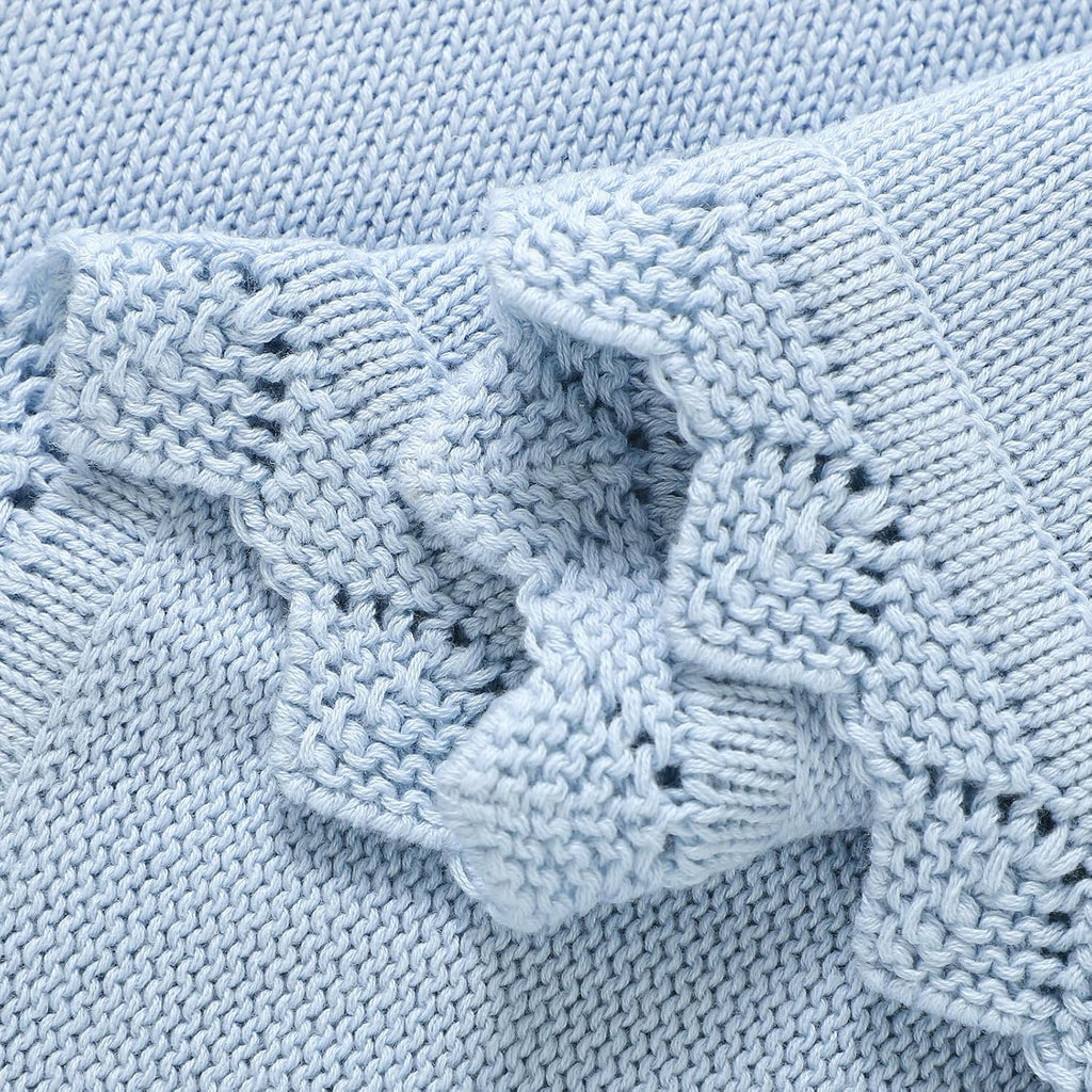 100% Traceable Cotton Baby Blanket for Girls Boys, 40x30 Inch, Blue