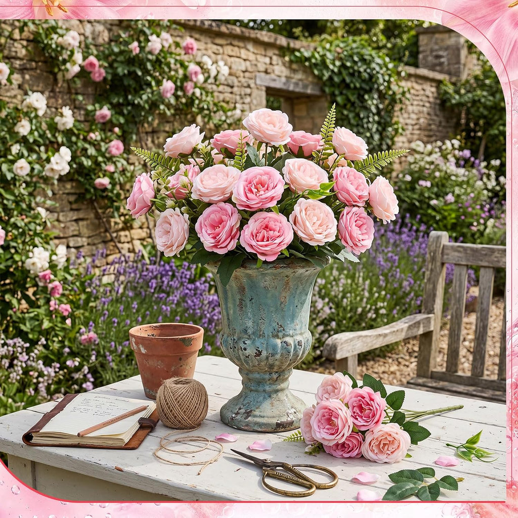 Artificial Peonies Flowers Fake Silk Peony Bouquet Faux Peonies Flowers Bulk for Decoration Vase Floral Arrangements - Set of 8