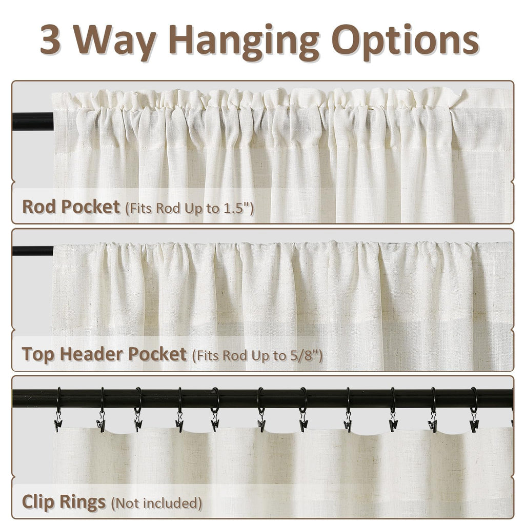 Extra Long Linen Curtains 130 Inch Rod Pocket Ivory Cream 2 Panels