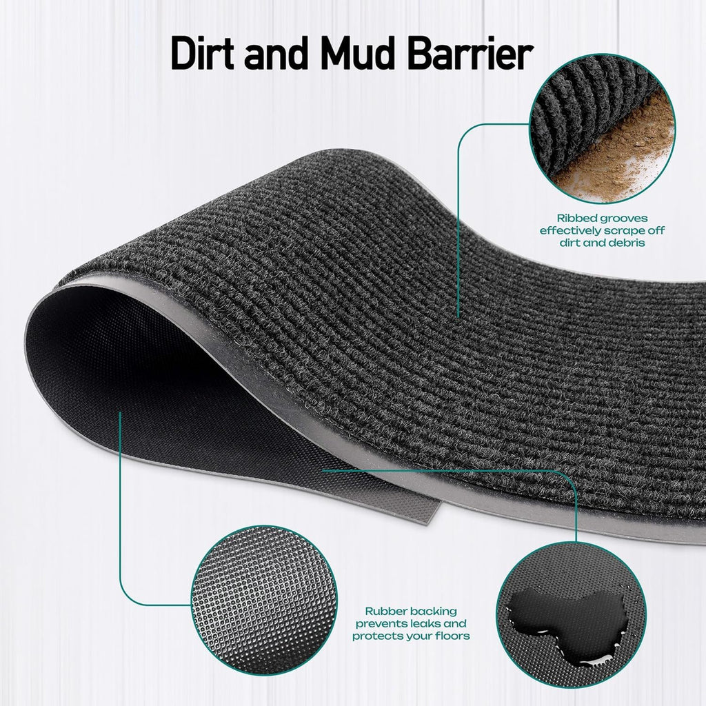 Heavy-Duty Rubber Door Mat - Durable, Indoor/Outdoor Use - Easy to Clean, Waterproof, Low-Profile Entry Mat - Ideal