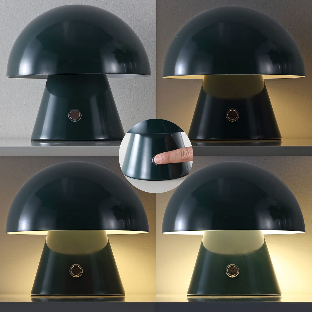 Porcini Mushroom Table Lamp 7" Rechargeable LED, Forest Green