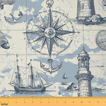 Compass Ocean Anchor Fabric by The Yard 5 Yards Soft