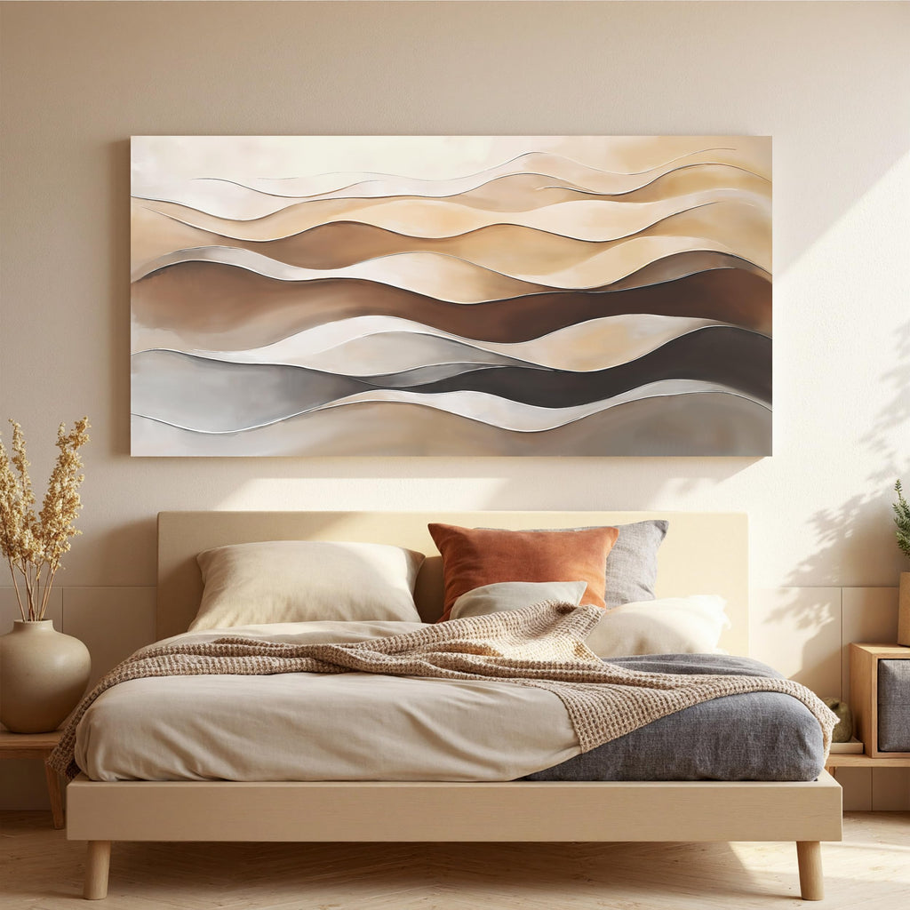 Brown White Abstract Canvas Wall Art Decor Prints 20"×40"