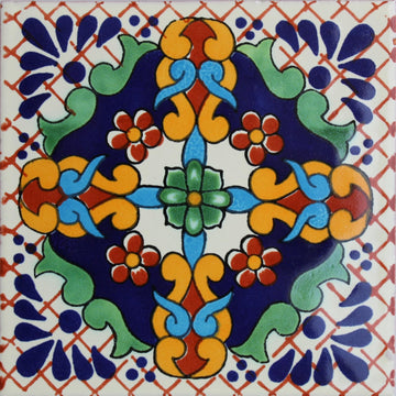 6.15"x 6.15" 4 pcs Macotera Talavera Mexican Tile