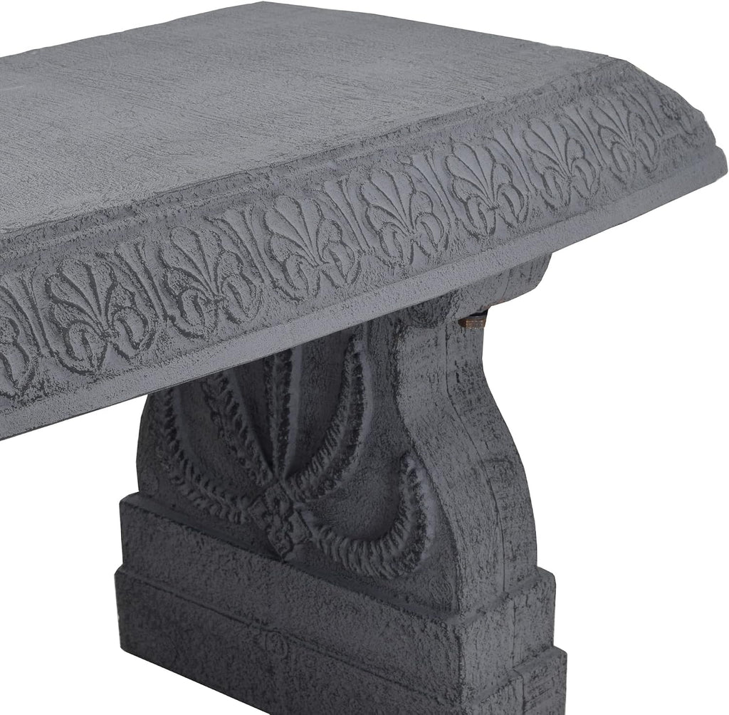 BE02 Fiberclay Garden, Outdoor Bench, Patio Seating for Front Porch Park Outside Furniture Decor, Gray