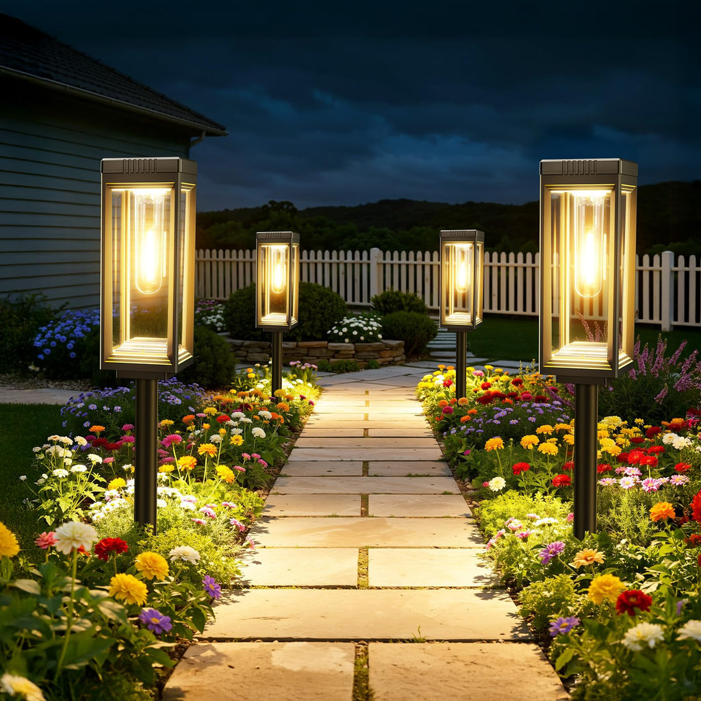 Tall Solar Lights Outdoor, 8 Pack Bright Pathway Lights Solar Powered