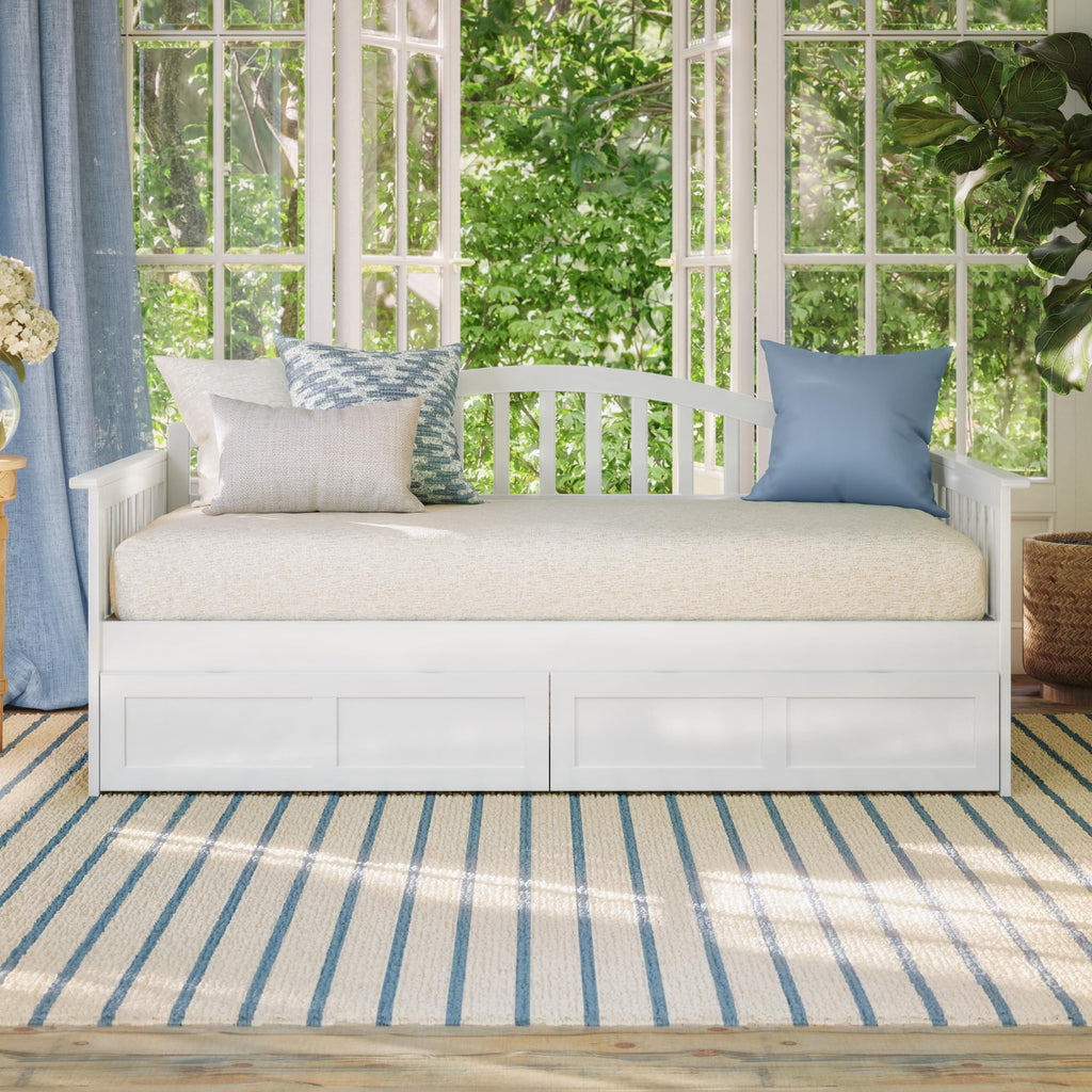 Mission Wood Daybed with Storage Drawers, White
