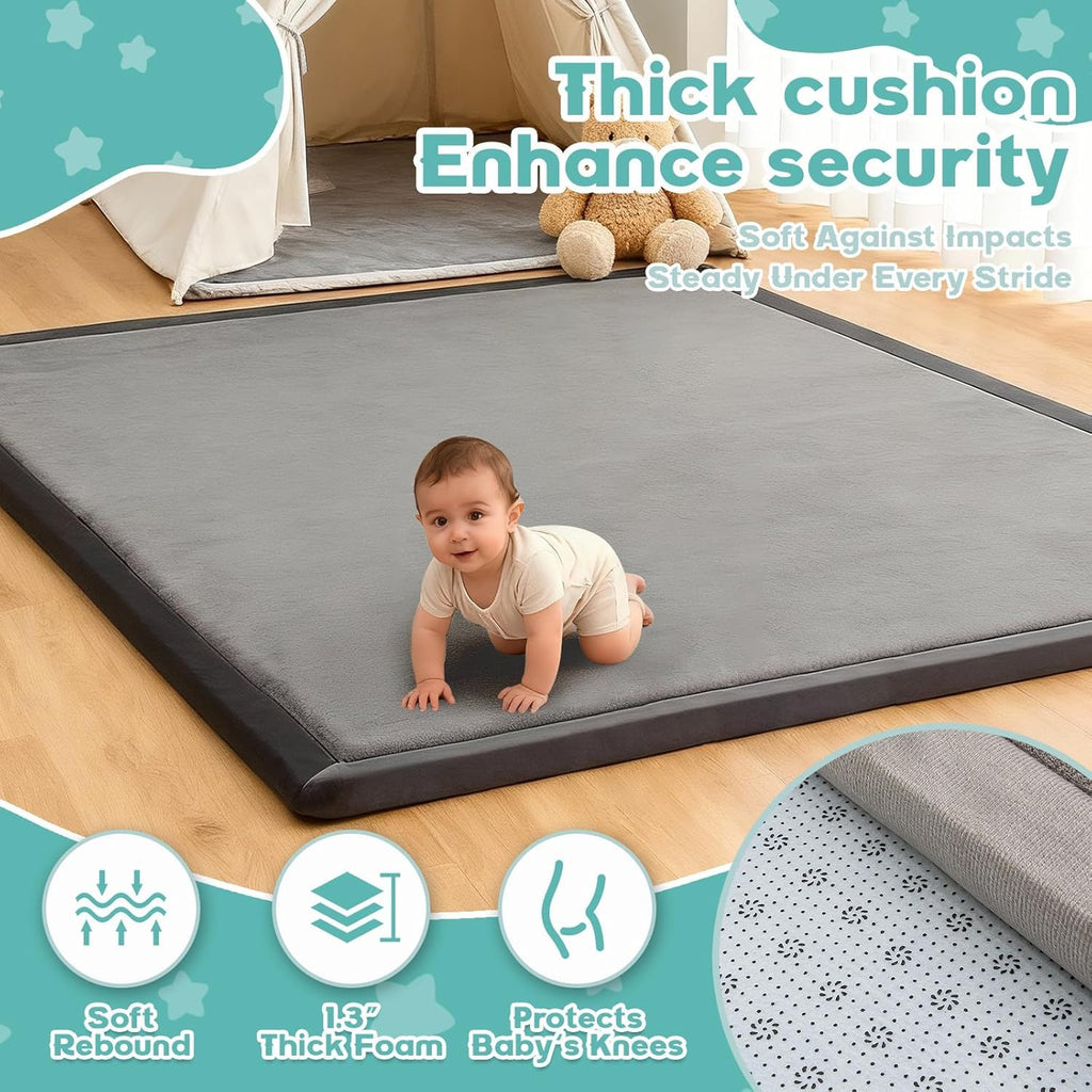 Play Mat for Floor, 79'' x 71'' Thicken Foam Soft Padded Playmat for Tummy Time, Playpen Mat for Toddlers Infant