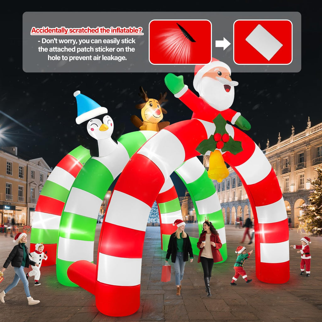 12FT Christmas Inflatable Archway, Santa Elk Inflatable Tunnel