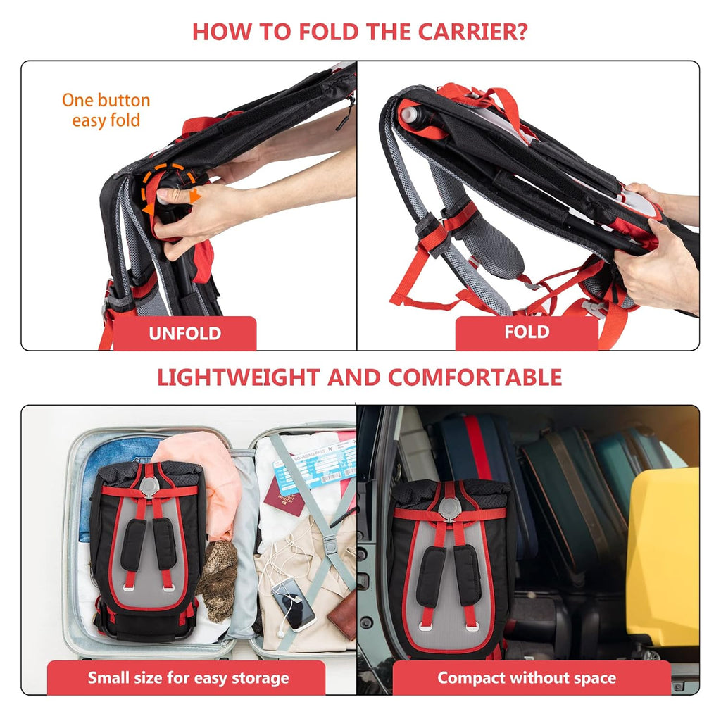 Shoulder Carrier Baby Hiking Backpack Carrier with Rain Cover Sun Shade for Child Safe Backrest and Toddler Ergonomic