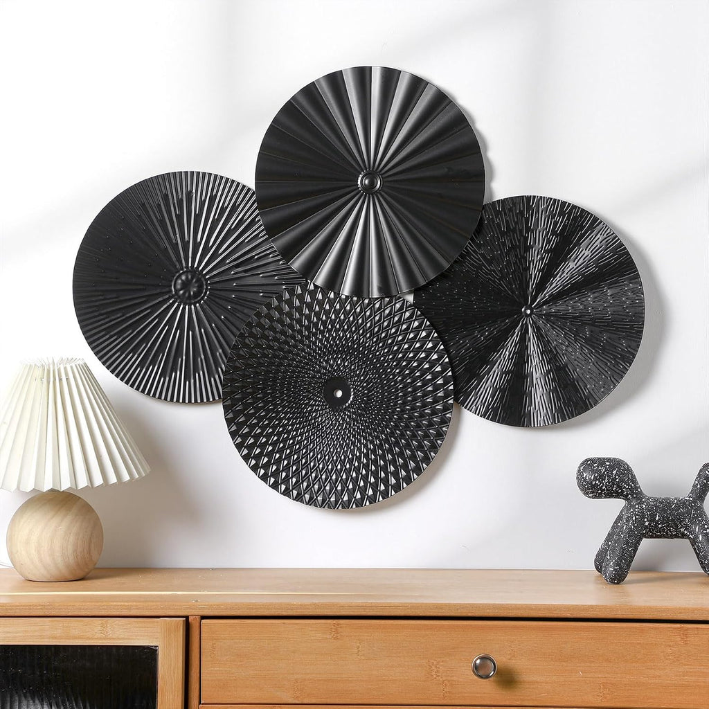Inch Black Metal Wall Art Decor Modern Sunburst Decor - Set of 4